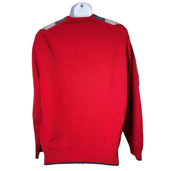 Vintage Cellini Men's Red&Blue Argyle Wool Blend Sweater Preppy Grandpa Academia - Picture 2 of 8